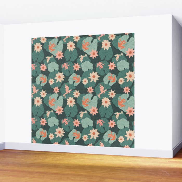 Pastel frogs and waterlilies - Magical Forest Wall Mural Gallery Image 2
