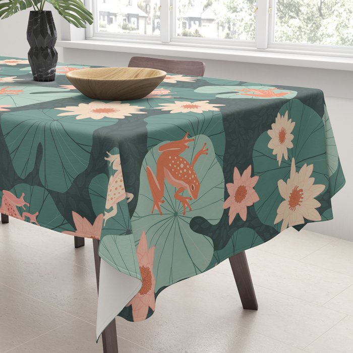 Pastel frogs and waterlilies - Magical Forest Tablecloth Gallery Image 3