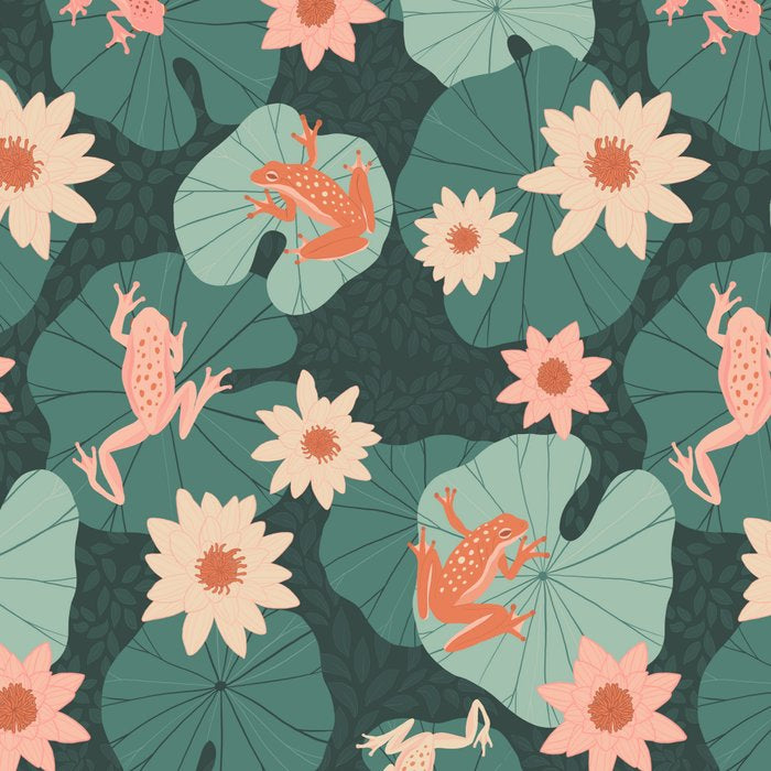 Pastel frogs and waterlilies - Magical Forest Coffee Mug Gallery Image 2