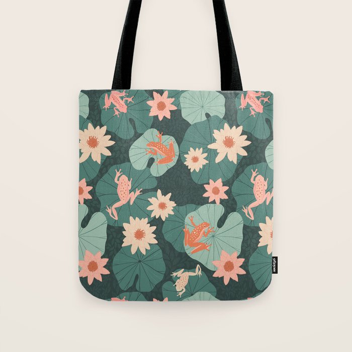 Pastel frogs and waterlilies - Magical Forest Tote Bag Gallery Image 1