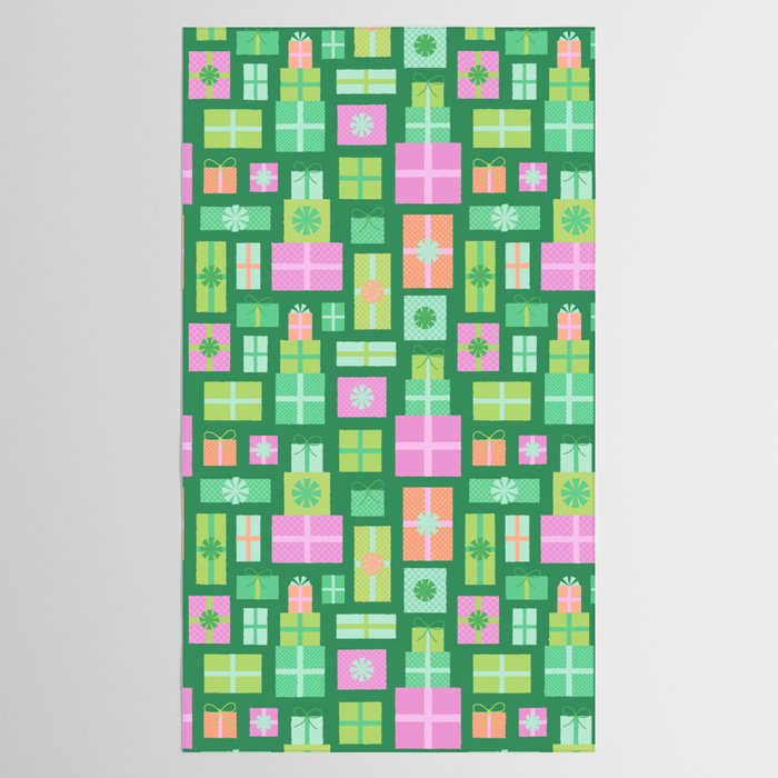 Retro Christmas Presents - Multi on Green Tablecloth Gallery Image 2