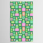 Retro Christmas Presents - Multi on Green Tablecloth Gallery Image 2