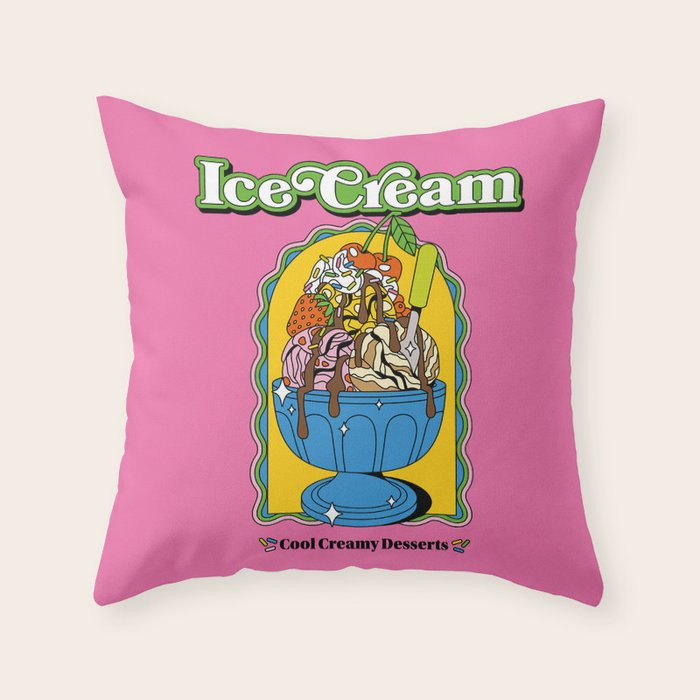 Vintage style Ice Cream Throw Pillow Gallery Image 6