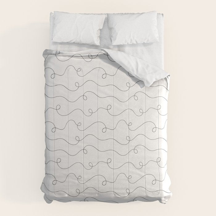 Fun black and white line doodle art pattern Comforter Gallery Image 1