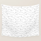 Fun black and white line doodle art pattern Wall Tapestry Gallery Image 4