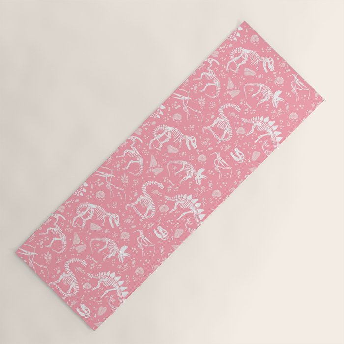 Excavated Dinosaur Fossils in Candy Pink Yoga Mat Gallery Image 1