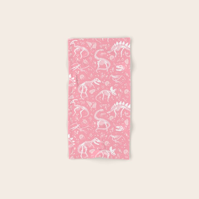 Excavated Dinosaur Fossils in Candy Pink Bath Towel Gallery Image 1