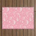 Excavated Dinosaur Fossils in Candy Pink Outdoor Rug Gallery Image 1