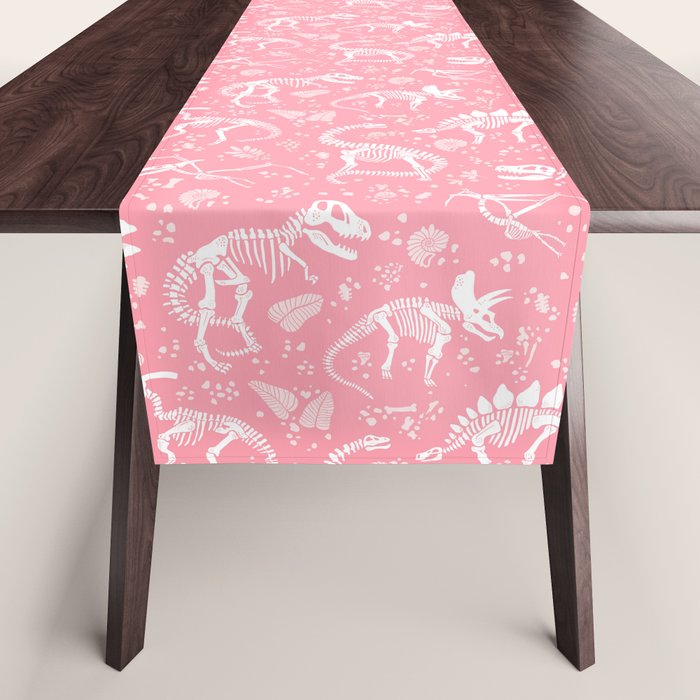 Excavated Dinosaur Fossils in Candy Pink Table Runner Gallery Image 1