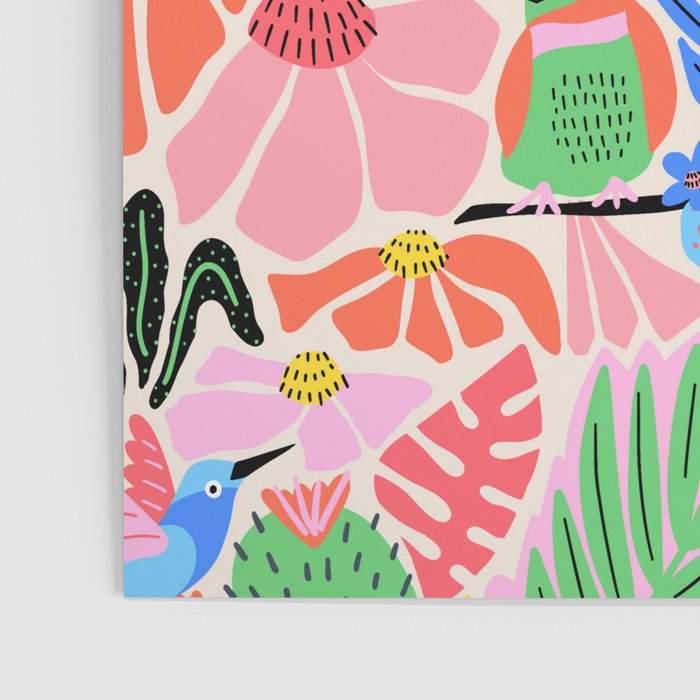 Joyful Jungle Exotic Birds Colorful Pattern Poster Gallery Image 3
