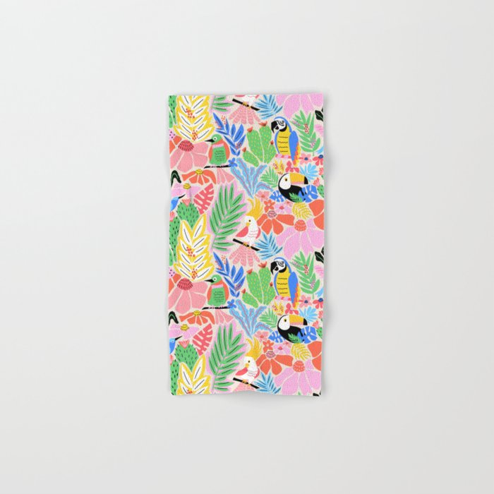 Joyful Jungle Exotic Birds Colorful Pattern Bath Towel Gallery Image 1