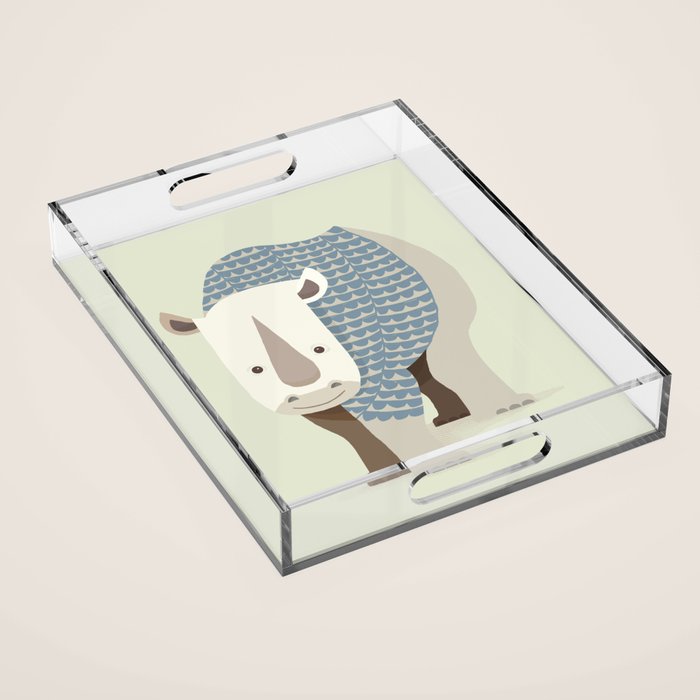 Whimsical Rhinoceros Acrylic Tray Gallery Image 1