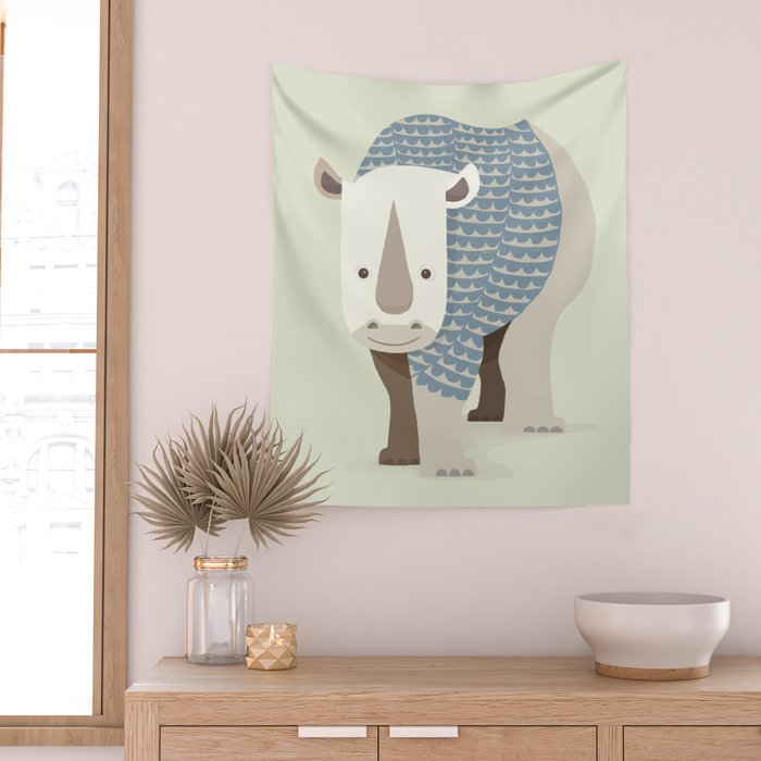 Whimsical Rhinoceros Wall Tapestry Gallery Image 2