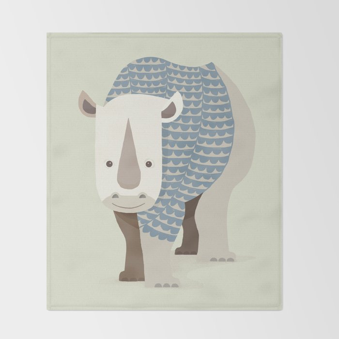 Whimsical Rhinoceros Throw Blanket Gallery Image 2