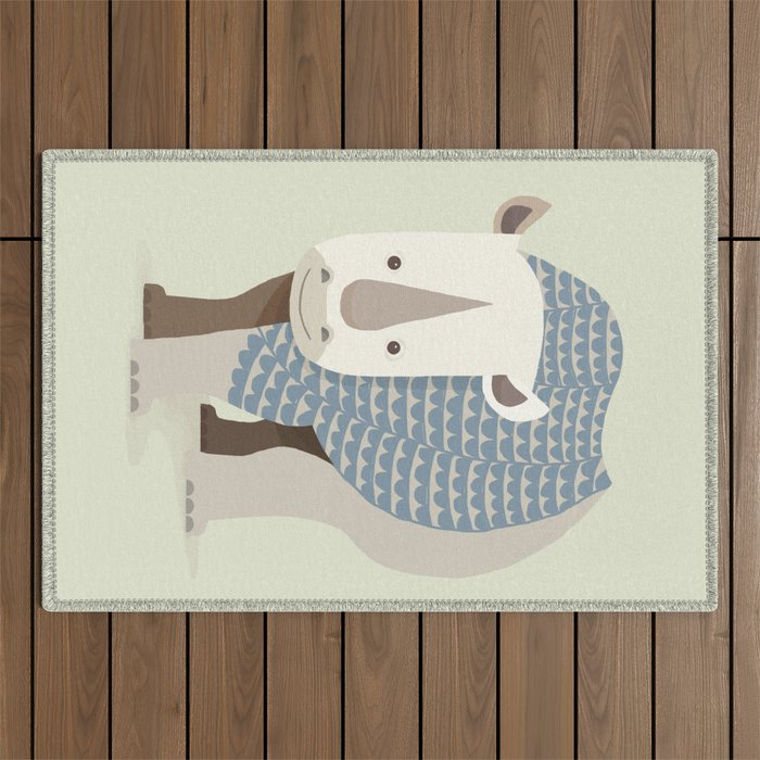 Whimsical Rhinoceros Outdoor Rug Gallery Image 1