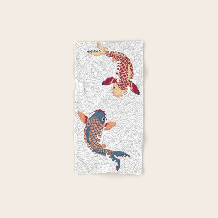 koi fish bold graphic Bath Towel Gallery Image 1