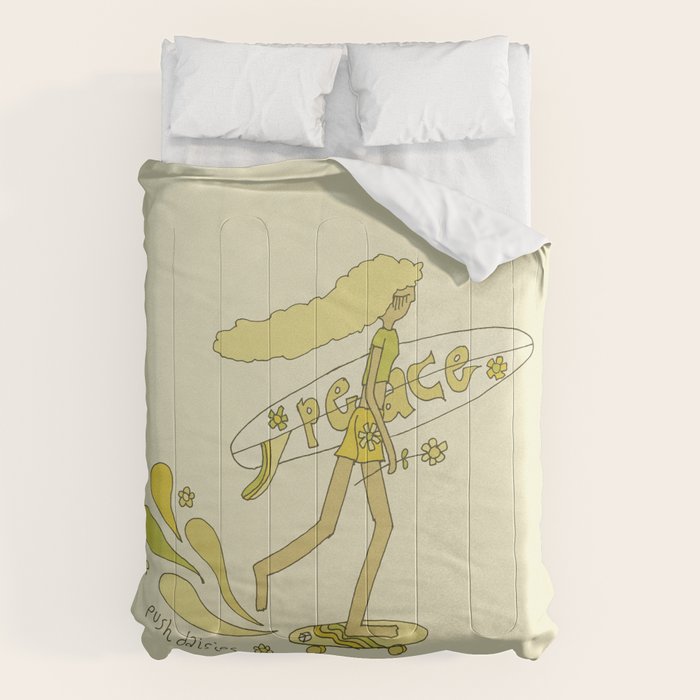 push daisies skate // retro surf art by surfy birdy Comforter Gallery Image 1