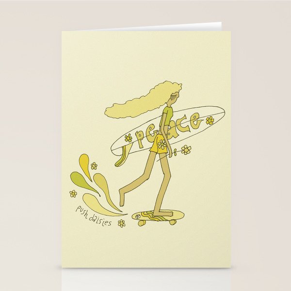 push daisies skate // retro surf art by surfy birdy Stationery Card Gallery Image 2