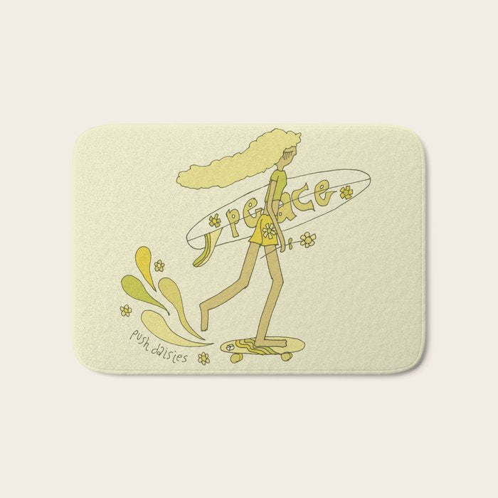 push daisies skate // retro surf art by surfy birdy Bath Mat Gallery Image 1