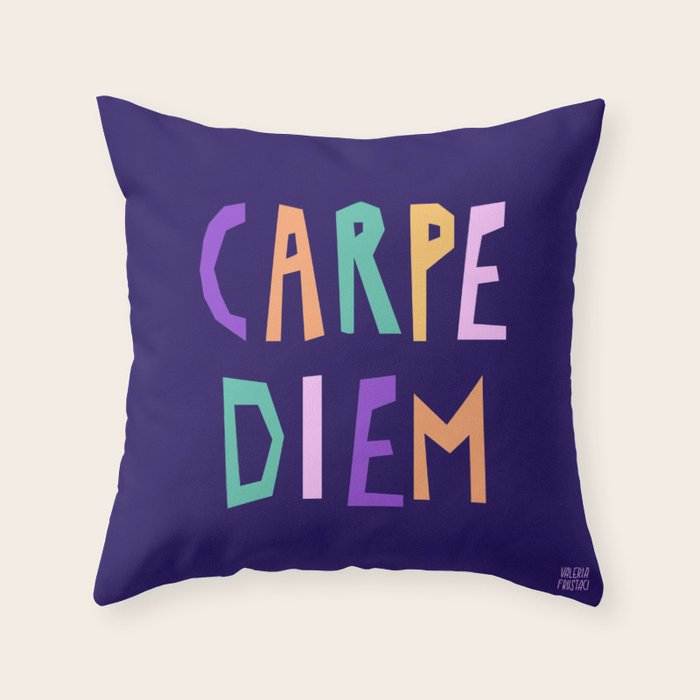 Carpe Diem lettering Throw Pillow Gallery Image 1