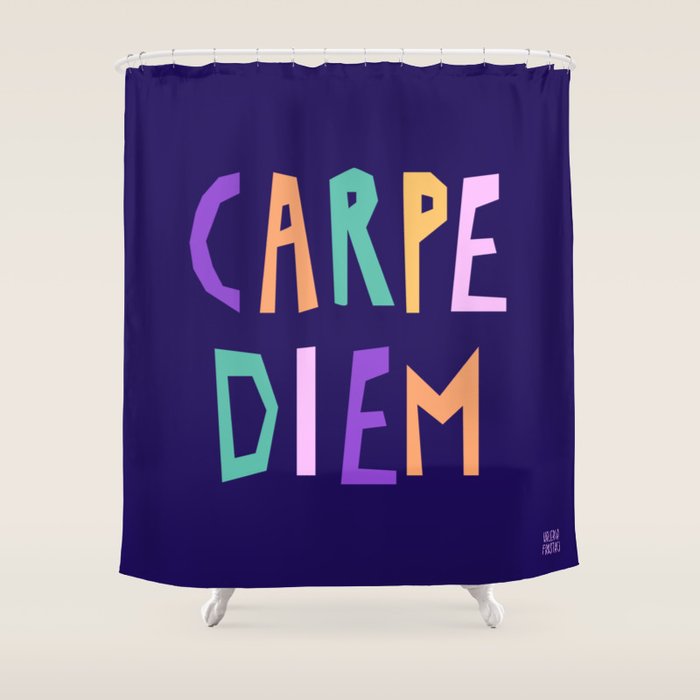 Carpe Diem lettering Shower Curtain Gallery Image 1