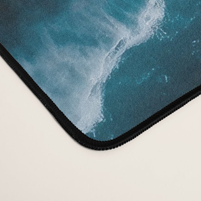 Aerial Surf Print - Surfers Riding Big Ocean Wave Desk Mat Gallery Image 4
