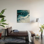 Aerial Surf Print - Surfers Riding Big Ocean Wave Wood Wall Art Gallery Image 2