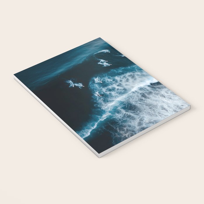 Aerial Surf Print - Surfers Riding Big Ocean Wave Notebook Gallery Image 3