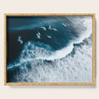 Aerial Surf Print - Surfers Riding Big Ocean Wave Serving Tray Gallery Image 1