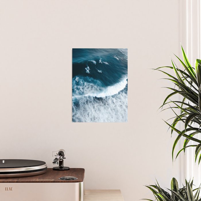Aerial Surf Print - Surfers Riding Big Ocean Wave Poster Gallery Image 2