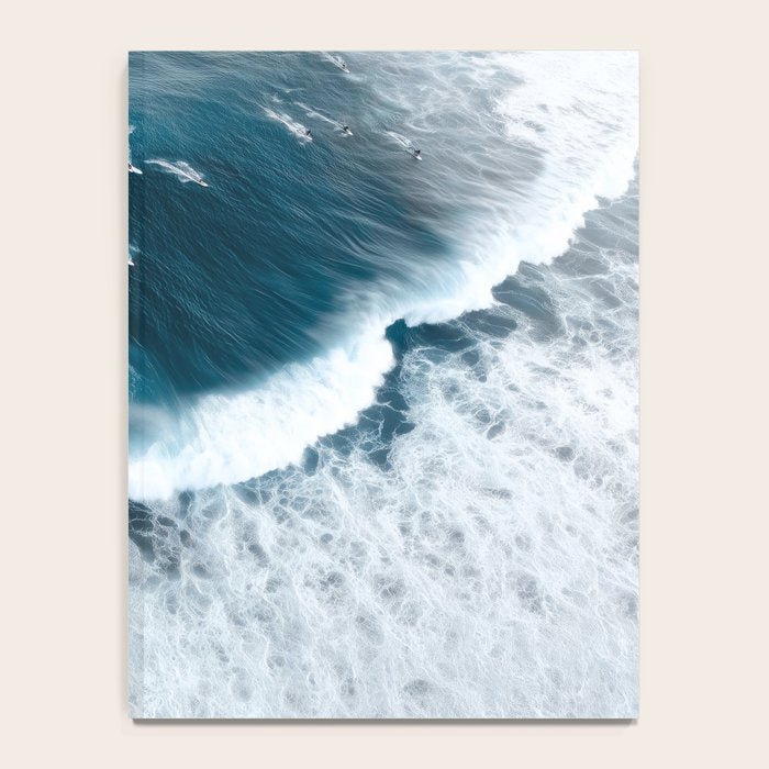 Aerial Surf Print - Surfers Riding Big Ocean Wave Notebook Gallery Image 4