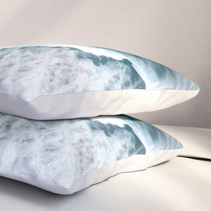 Aerial Surf Print - Surfers Riding Big Ocean Wave Pillow Sham Gallery Image 3