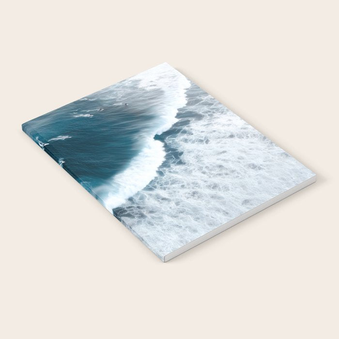 Aerial Surf Print - Surfers Riding Big Ocean Wave Notebook Gallery Image 1