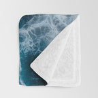 Aerial Surf Print - Surfers Riding Big Ocean Wave Throw Blanket Gallery Image 3