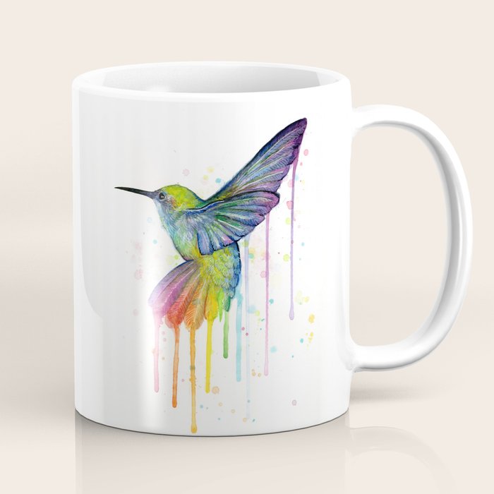 Hummingbird Rainbow Watercolor Coffee Mug Gallery Image 1