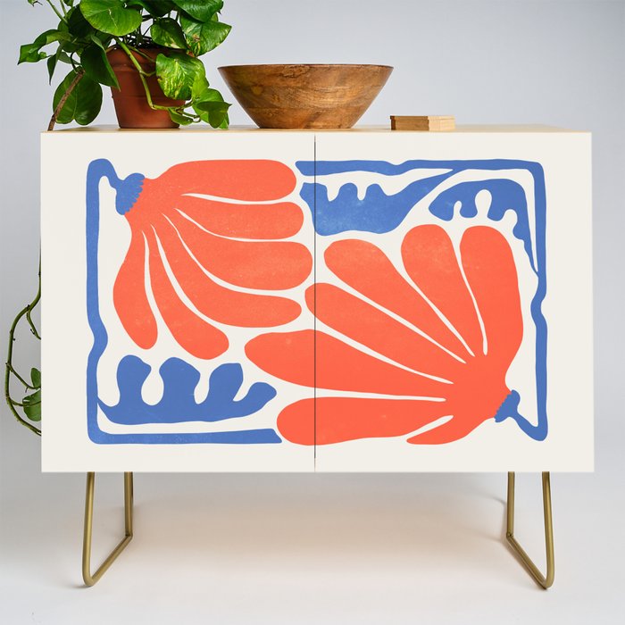 Coral Flowers & Ferns Credenza Gallery Image 1