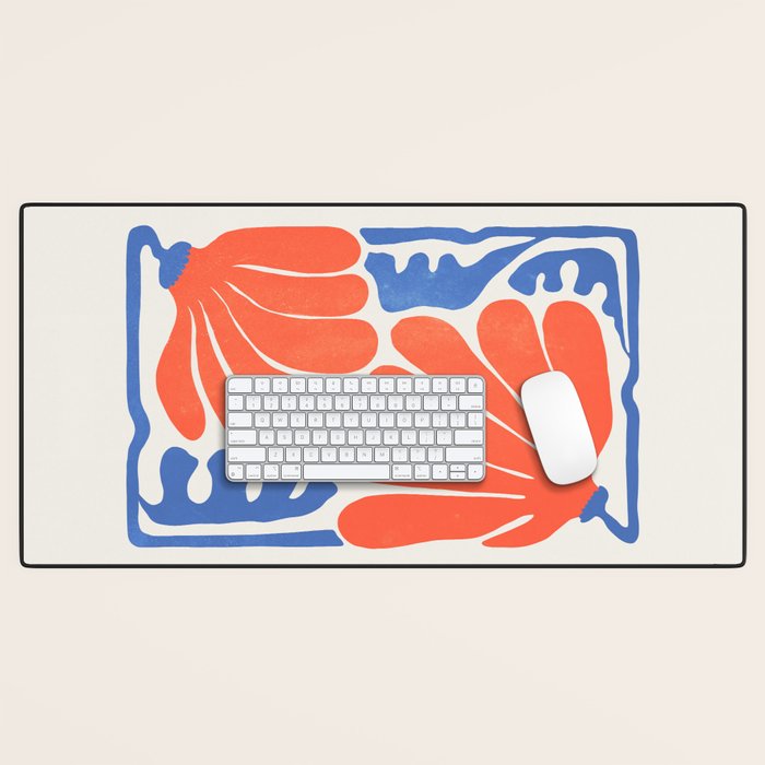 Coral Flowers & Ferns Desk Mat Gallery Image 1