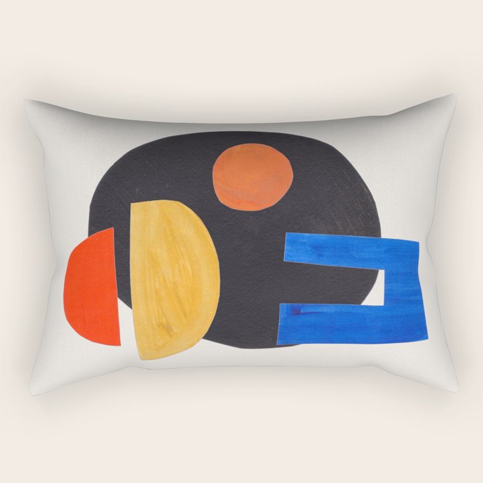 Minimalist Modern Mid Century Funky Colorful Primary Shapes Paper Collage by Ejaaz Haniff Rectangular Pillow Gallery Image 2