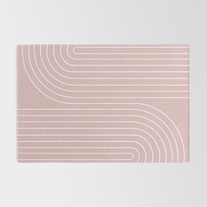 Minimal Line Curvature LXX Blush Pink Mid Century Modern Arch Abstract Rug Gallery Image 2