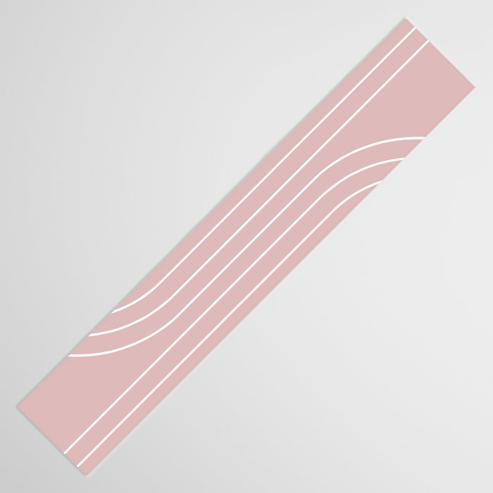 Minimal Line Curvature LXX Blush Pink Mid Century Modern Arch Abstract Table Runner Gallery Image 3