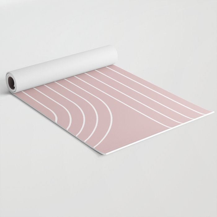 Minimal Line Curvature LXX Blush Pink Mid Century Modern Arch Abstract Yoga Mat Gallery Image 2
