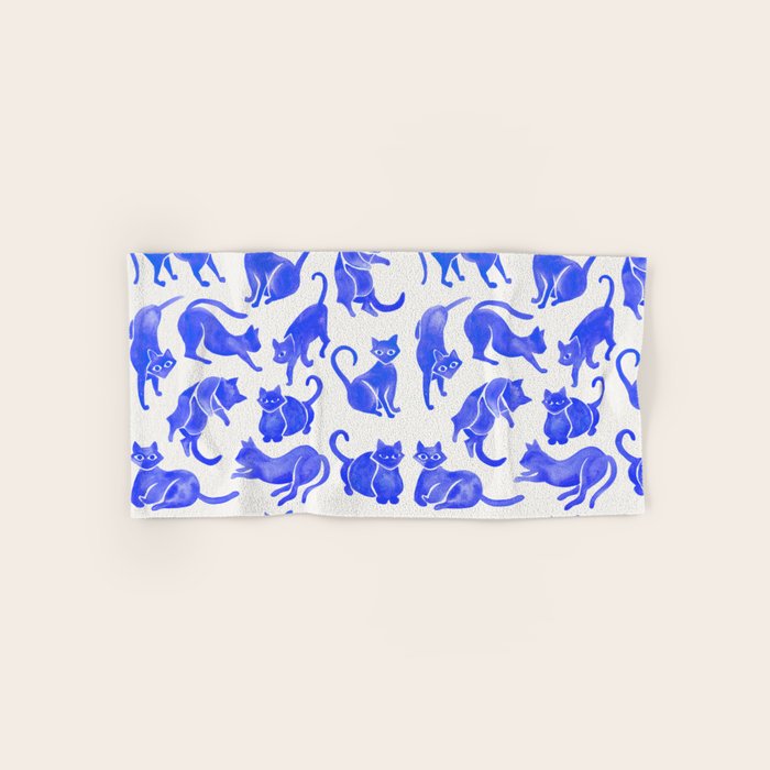 Cat Positions - Blue Palette Bath Towel Gallery Image 1