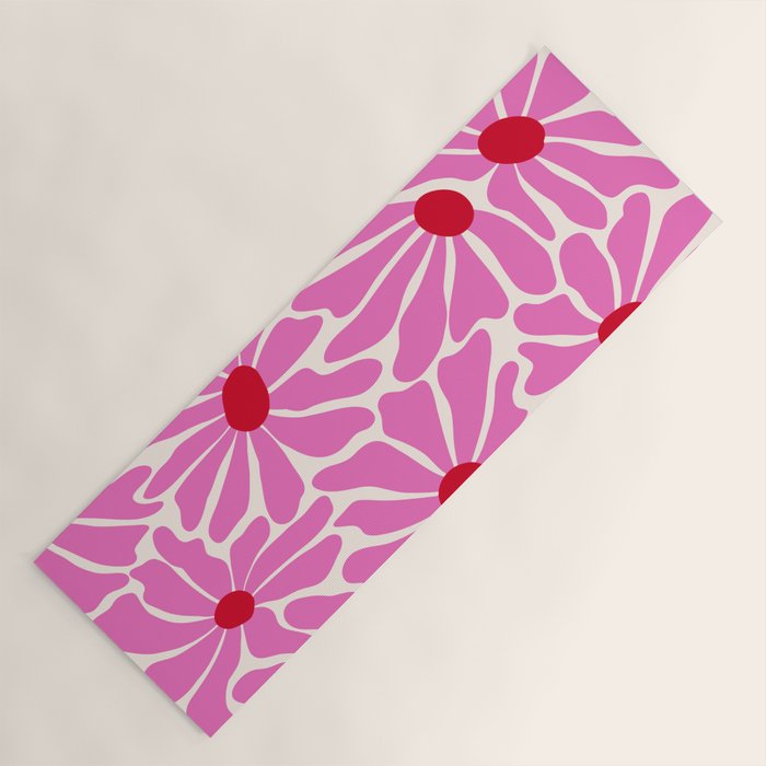 Big Groovy Flower - Pink and Red Yoga Mat Gallery Image 1