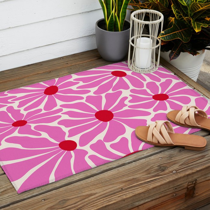 Big Groovy Flower - Pink and Red Outdoor Rug Gallery Image 2