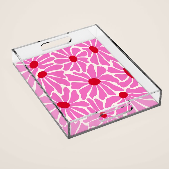 Big Groovy Flower - Pink and Red Acrylic Tray Gallery Image 1