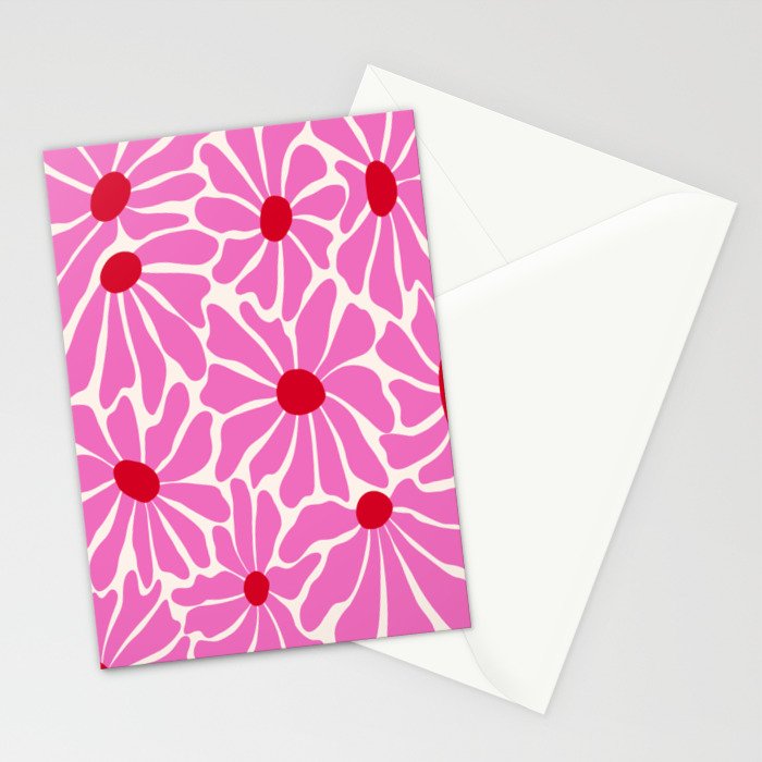 Big Groovy Flower - Pink and Red Stationery Card Gallery Image 2
