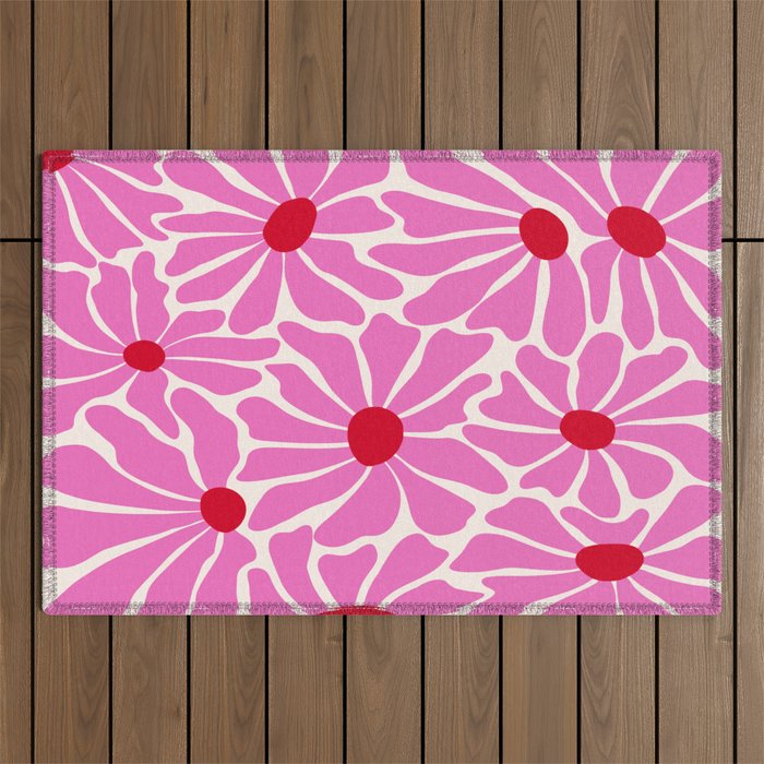 Big Groovy Flower - Pink and Red Outdoor Rug Gallery Image 1