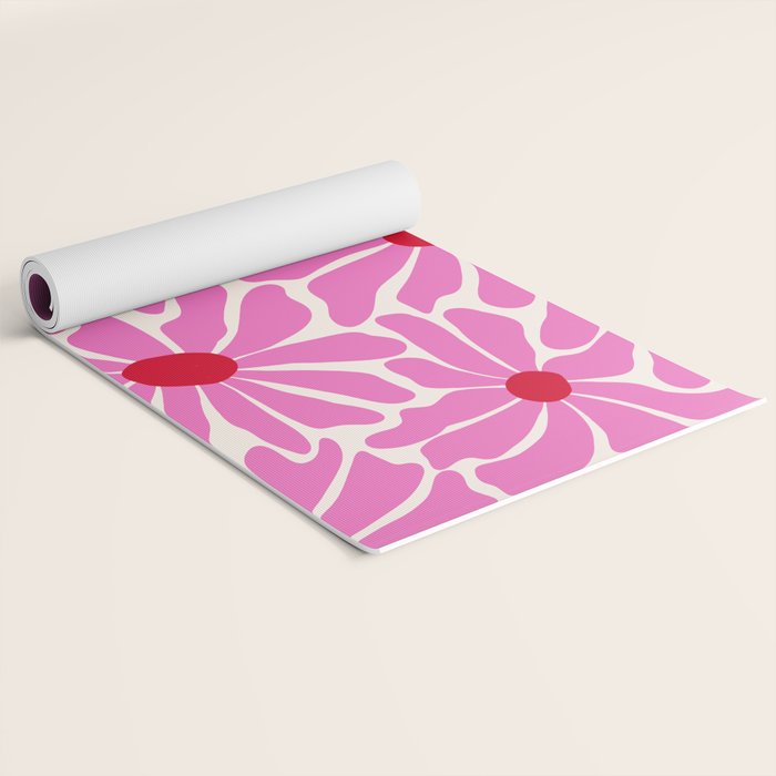 Big Groovy Flower - Pink and Red Yoga Mat Gallery Image 2