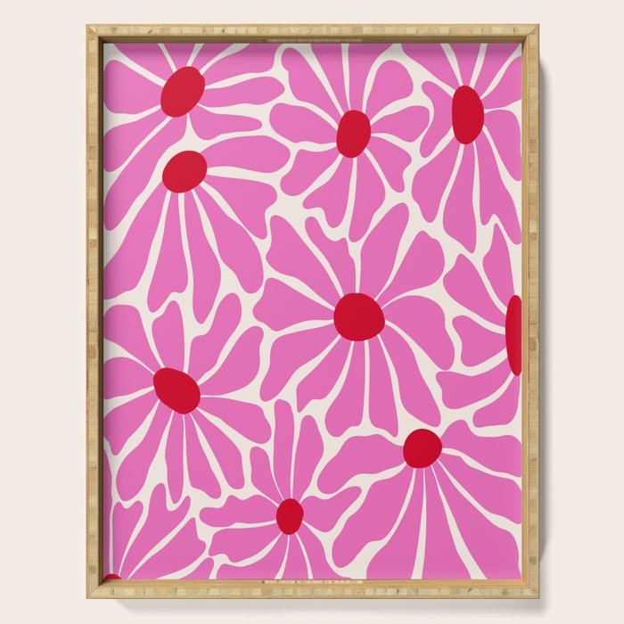 Big Groovy Flower - Pink and Red Serving Tray Gallery Image 1