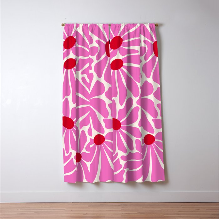 Big Groovy Flower - Pink and Red Window Curtain Gallery Image 3